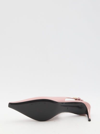 Pointed-toe slingback pumps