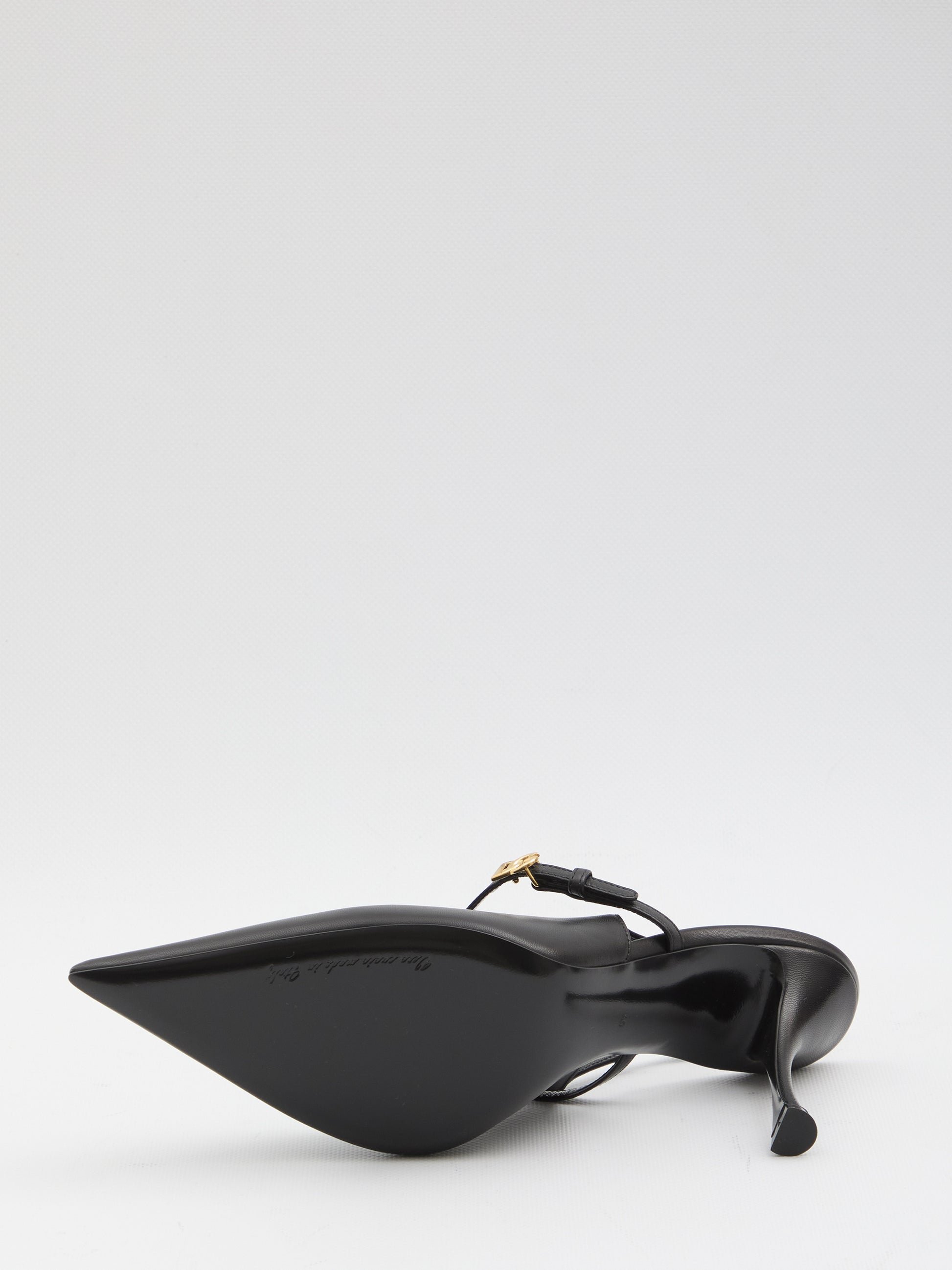 Black leather slingback pumps