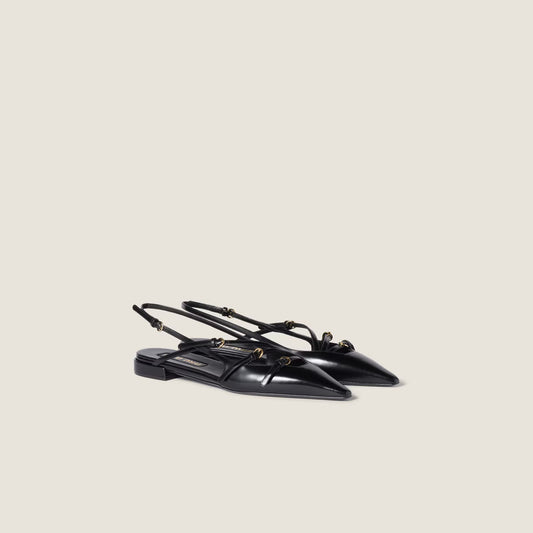 Leather Slingback Ballerinas With Buckles