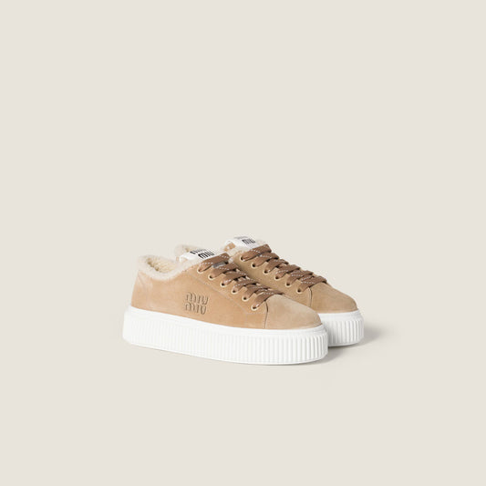 Suede and Shearling Sneakers