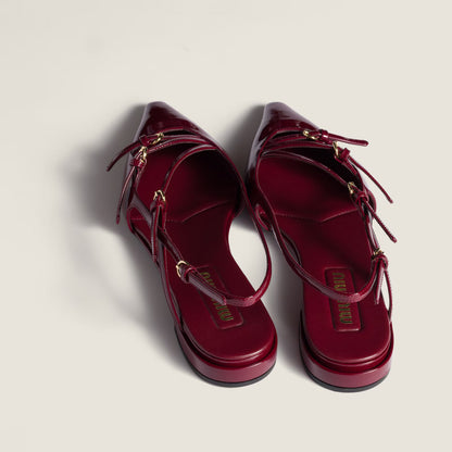 Leather Slingback Ballerinas With Buckles