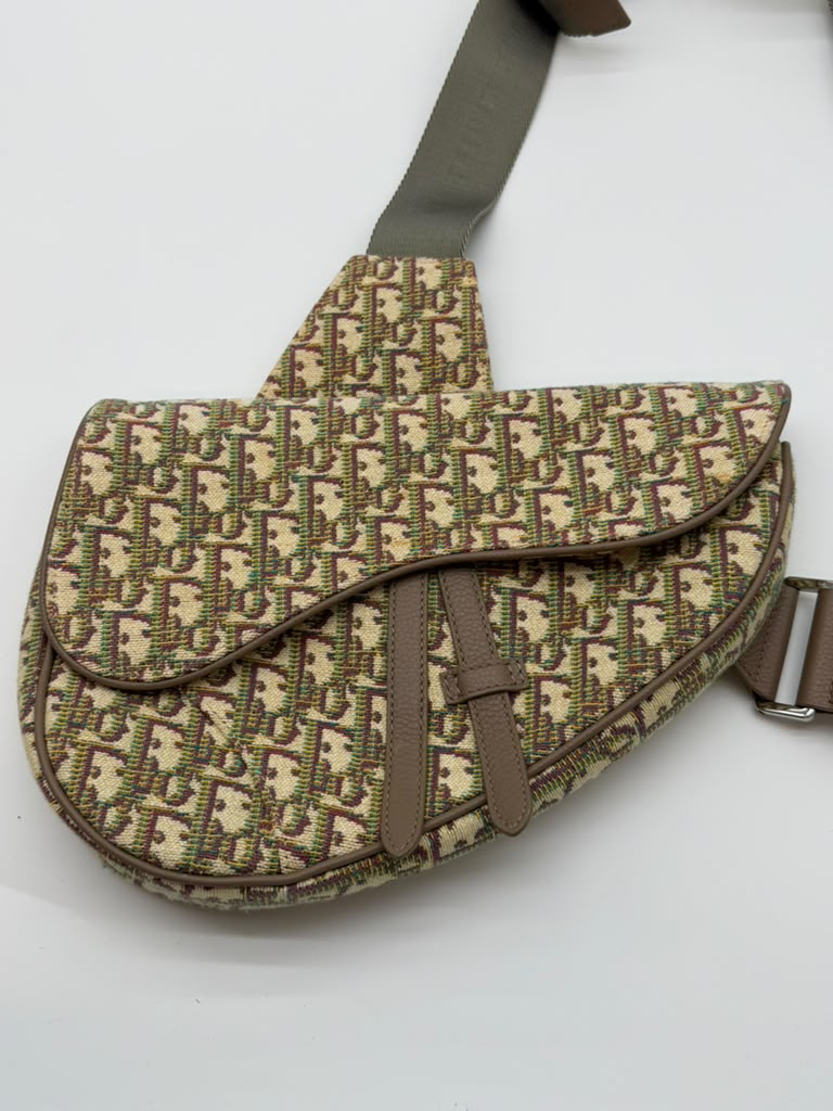 Christian Dior Oblique Men Saddle Beige/Green