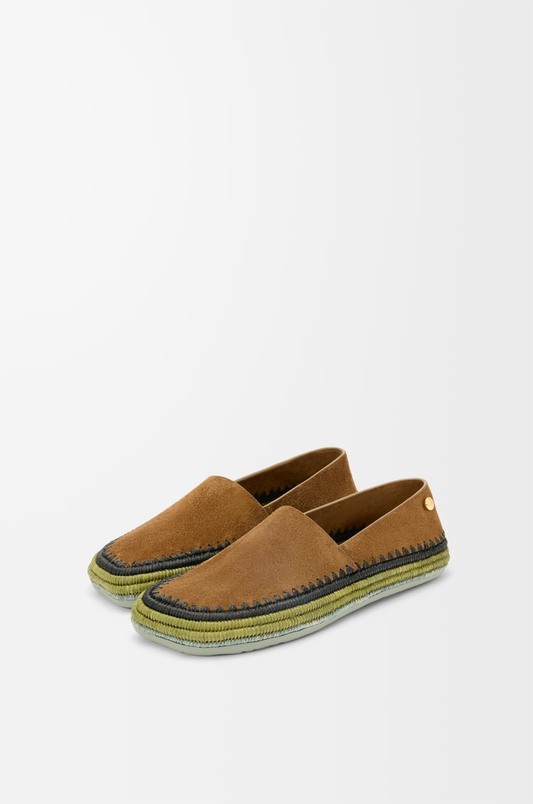 Rio slipper in suede and raffia