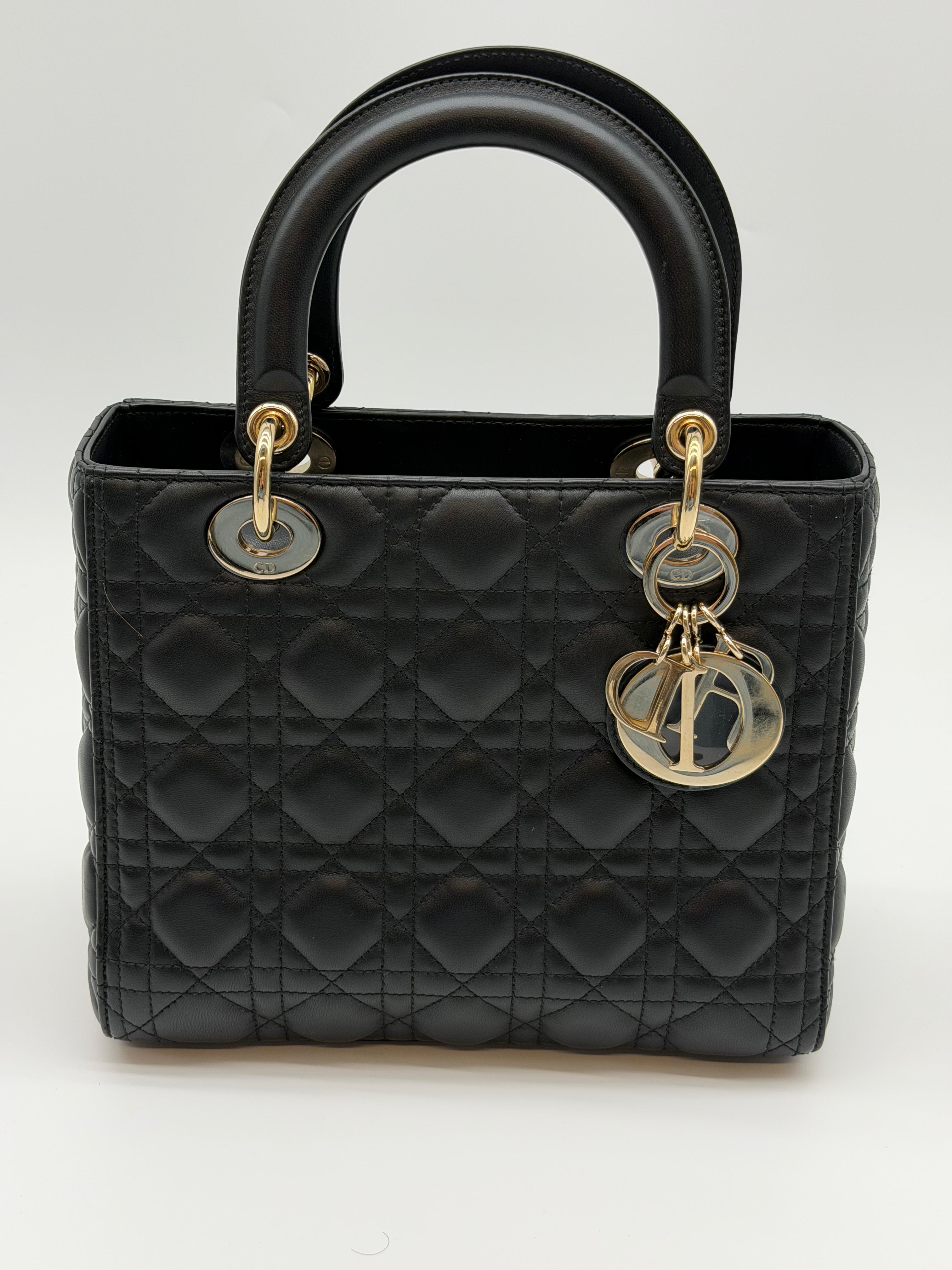 Christian Dior Lady Dior Bag Black Medium