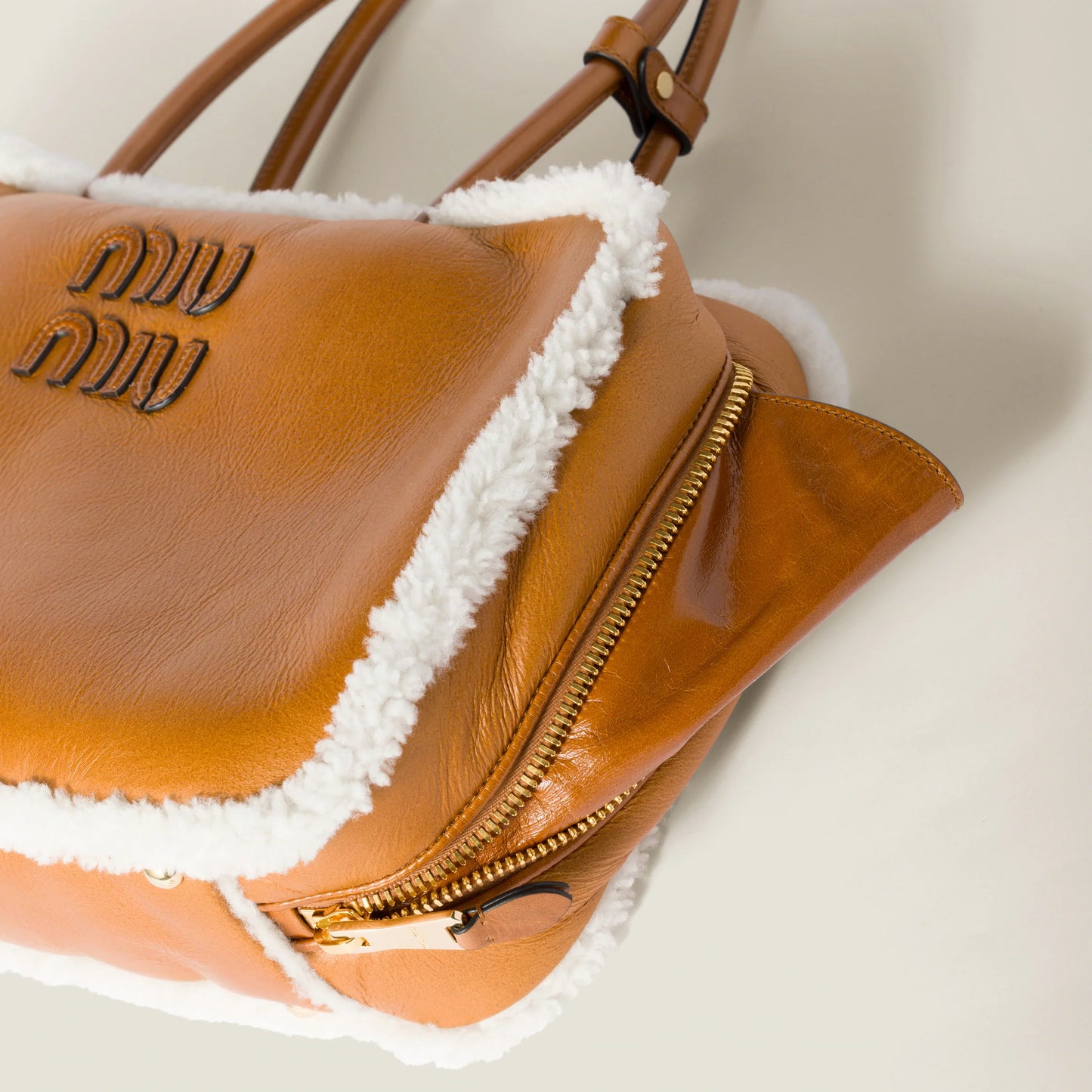 Beau Shearling Top-Handle Bag