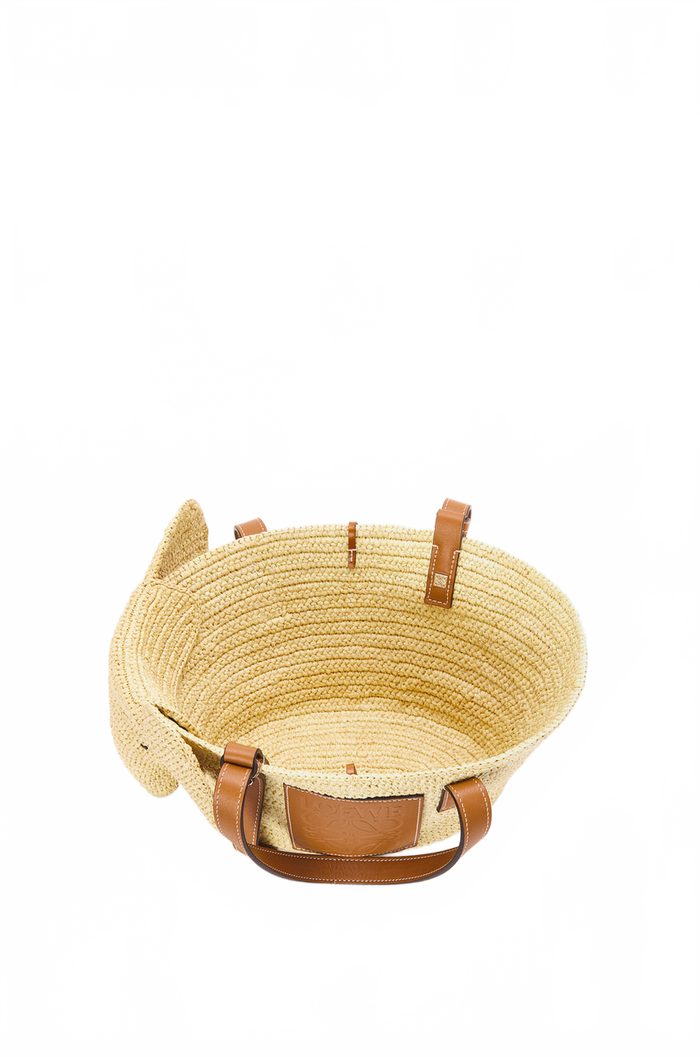 Small Elephant basket in raffia and calfskin