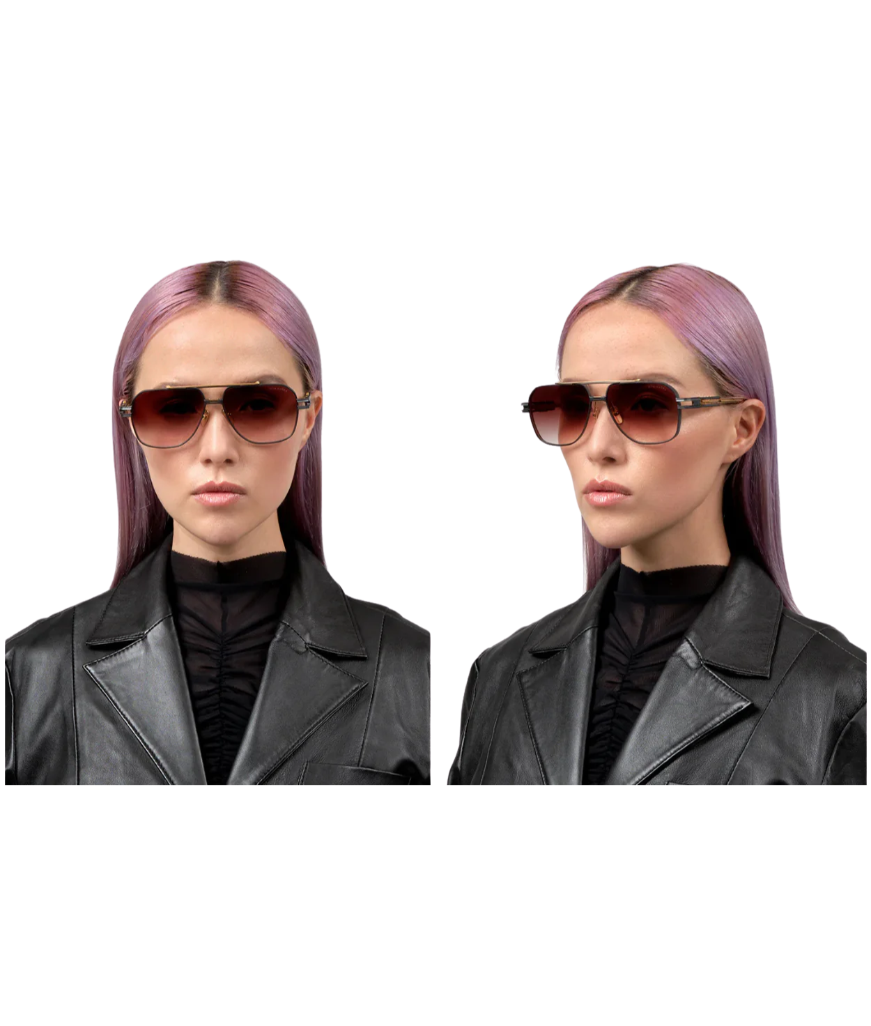 Black Iron-Yellow Gold Dark Burgandy to Clear