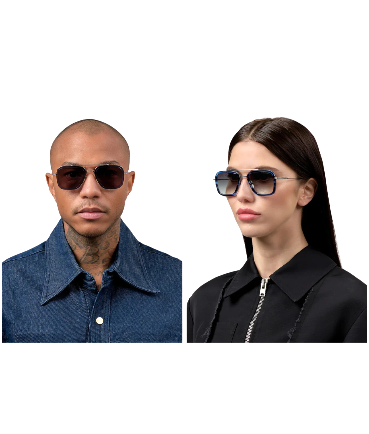 Smoke Grey Crystal - Black Palladium Dark Grey -Blue