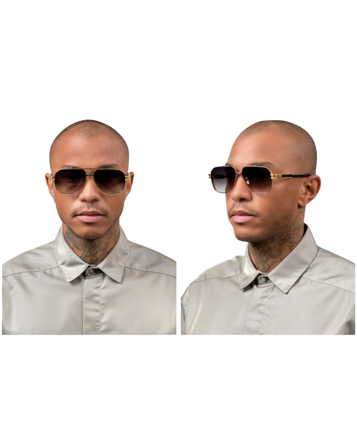 Yellow Gold-Antique Silver Grey to Clear