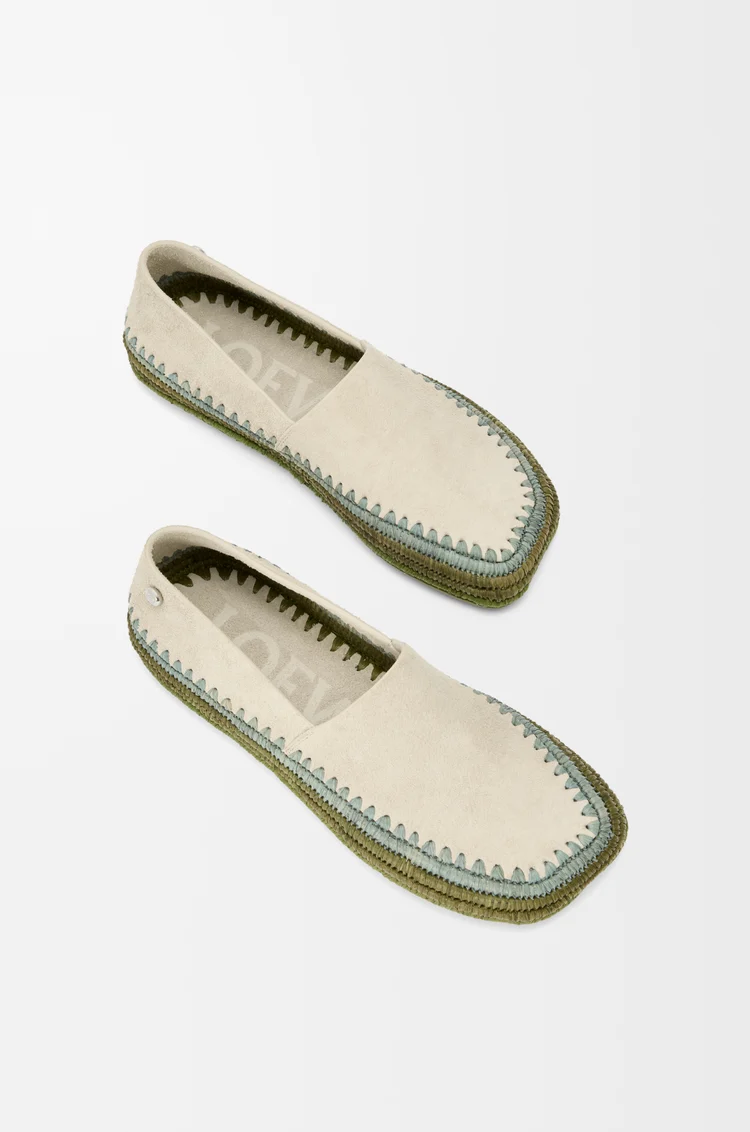 Rio slipper in suede and raffia