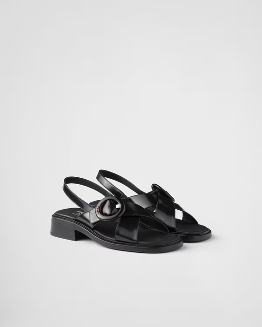 Brushed leather sandals with buckle